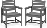 SERWALL Patio HDPE Dining Chairs Set of 2 with Arms, Grey