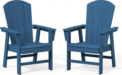 SERWALL Outdoor Adirondack Dining Chair Set of 2, All Weather HDPE, Navy
