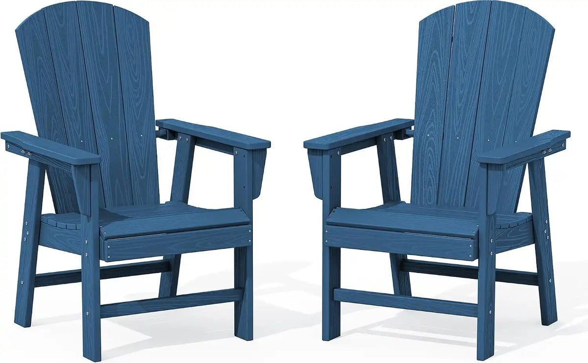 SERWALL Outdoor Adirondack Dining Chair Set of 2, All Weather HDPE, Navy