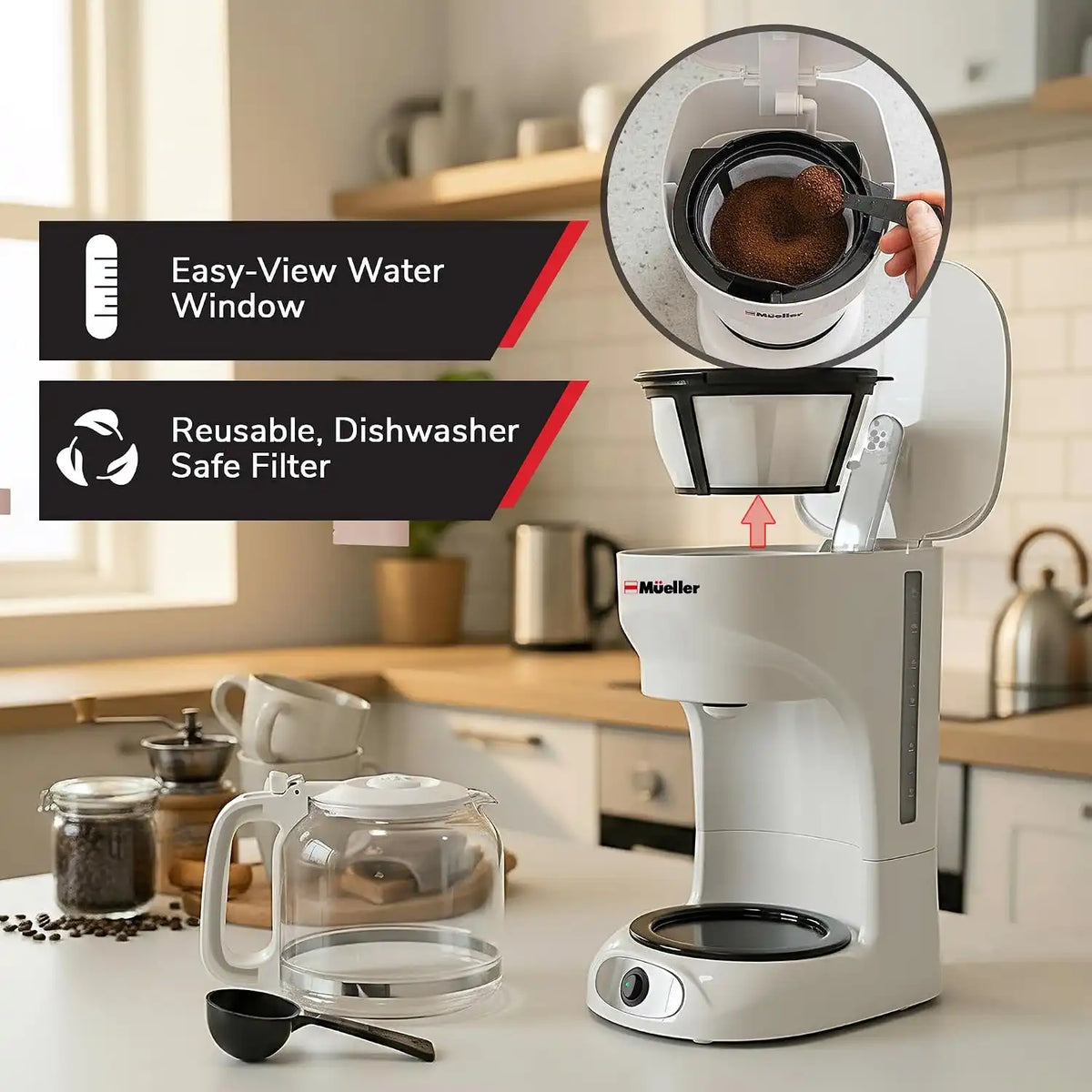 MUELLER HOME 12-Cup White Coffee Maker