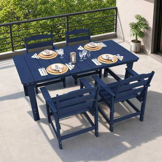 THOEOE Patio Dining Set for 4, HDPE 50 inch Outdoor Table and Chairs