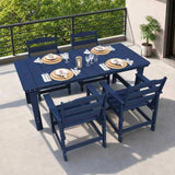 THOEOE Patio Dining Set for 4, HDPE 50 inch Outdoor Table and Chairs