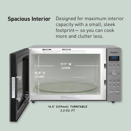 Panasonic Microwave Oven with Cyclonic Wave Inverter Technology, 1250W, 2.2 cu.ft. Countertop Microwave with Genius Sensor One-Touch Cooking – NN-SD975S (Stainless Steel/Silver)