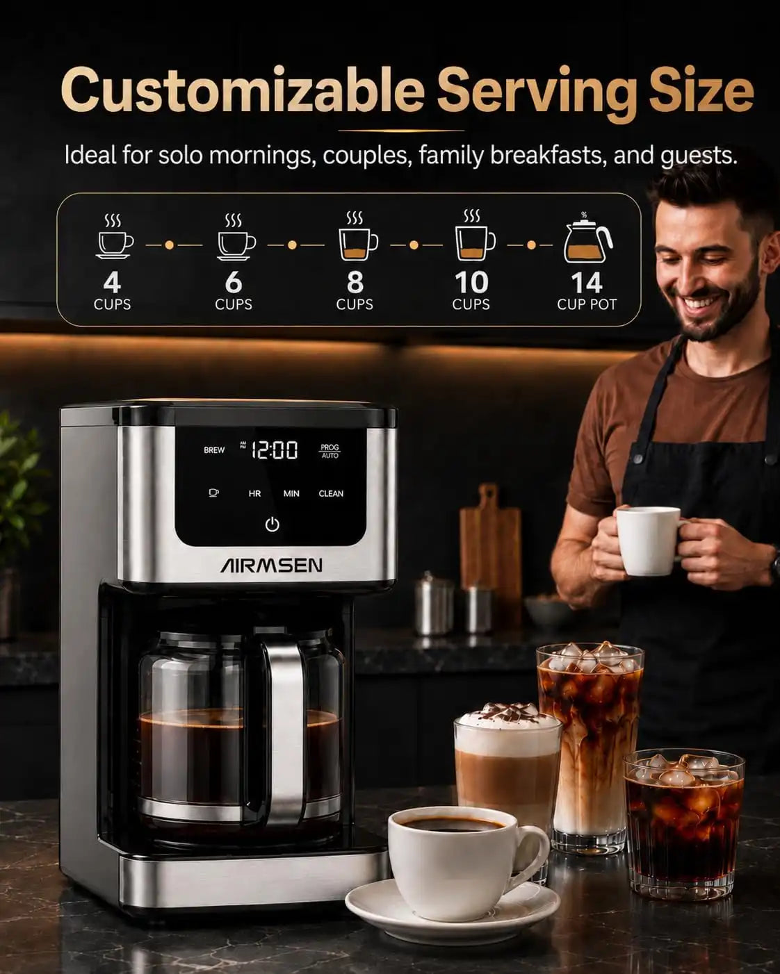 AIRMSEN 14-Cup Programmable Drip Coffee Maker