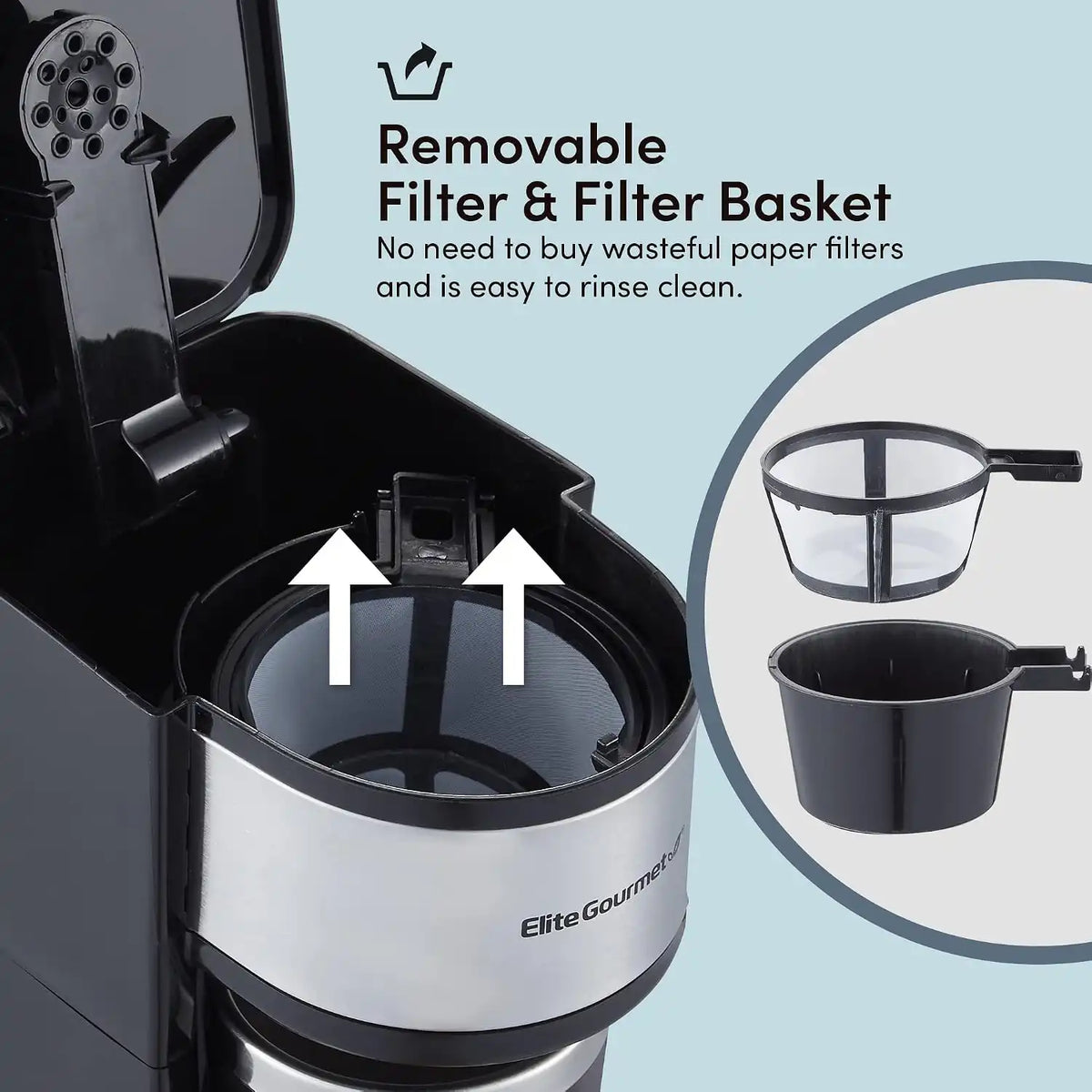 Elite Gourmet EHC112 Personal Single-Serve Compact Coffee Maker, Black
