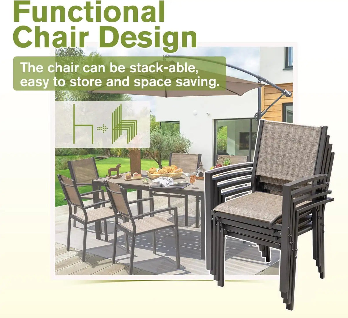 Homall 7 Pieces Patio Dining Set, Metal Outdoor Dining Set for 6, Brown