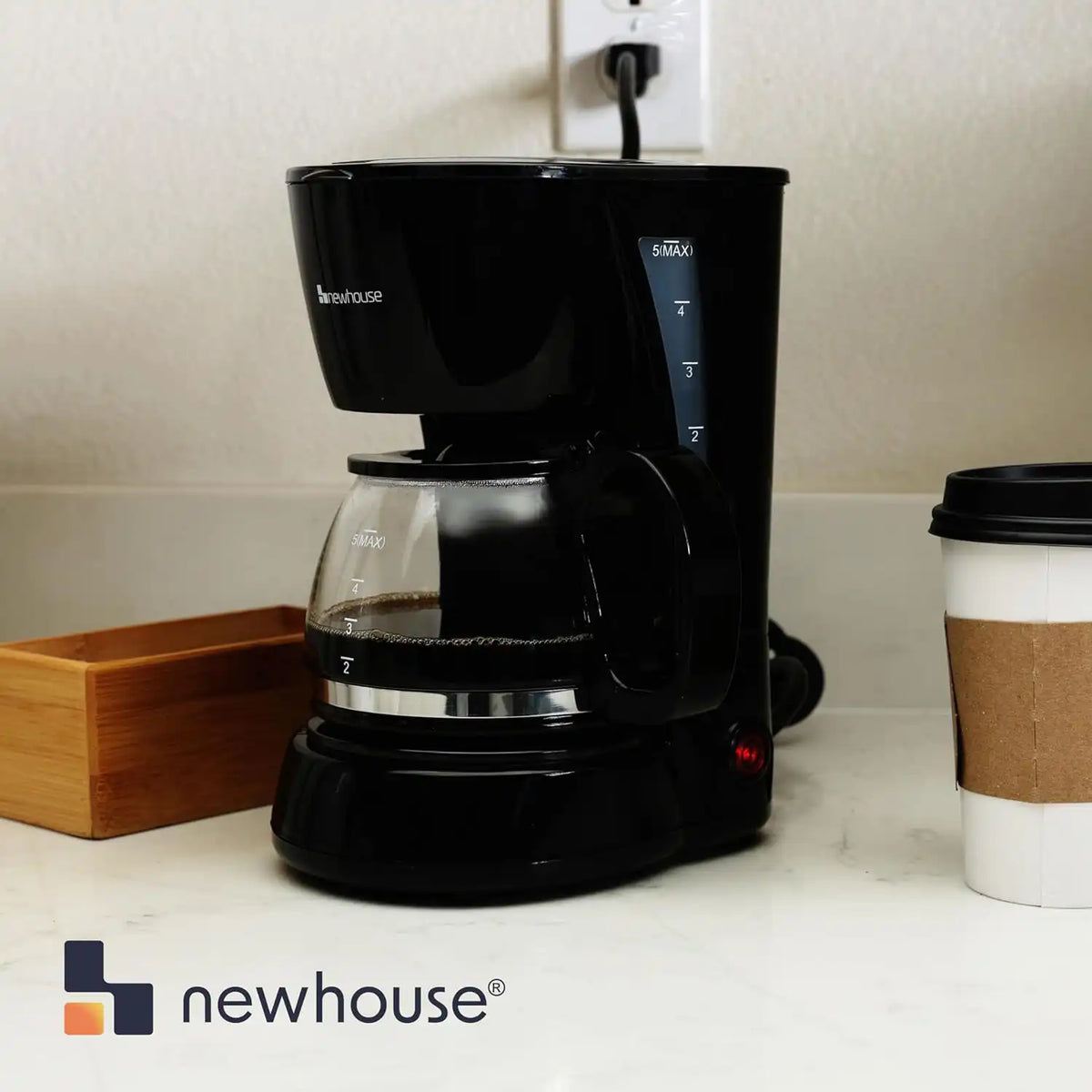 Newhouse Electric Coffee Machine NHCM-001-5, 5-Cup Coffee Maker with Auto Shut Off, Electric Pot with Metal Mesh Coffee Filter Basket, ETL Certified for Hospitality and Residential Use