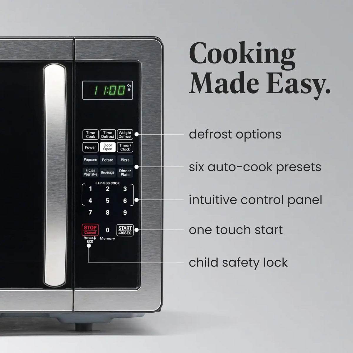 Farberware Countertop Microwave Oven 1.1 cu.ft.1000 Watts, Stainless steel