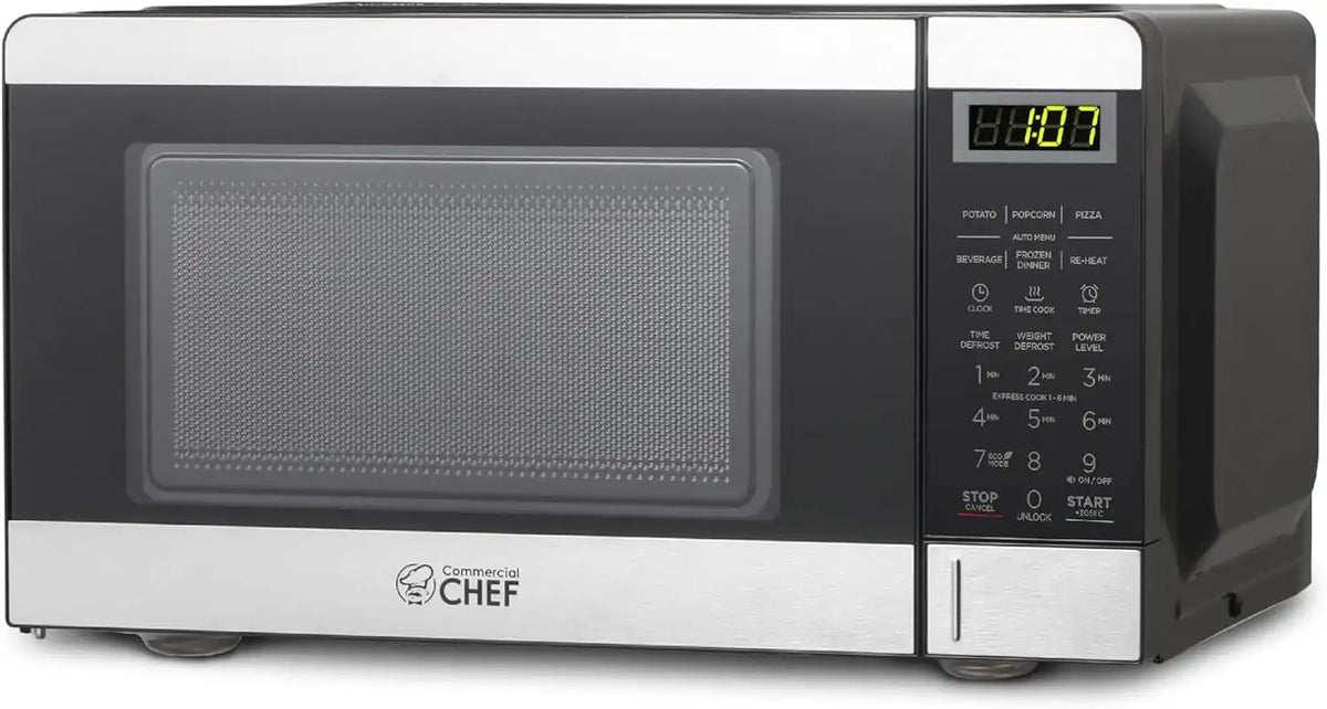 Commercial Chef 0.7 Cu. Ft. Countertop Microwave Oven, CHM770S, Stainless
