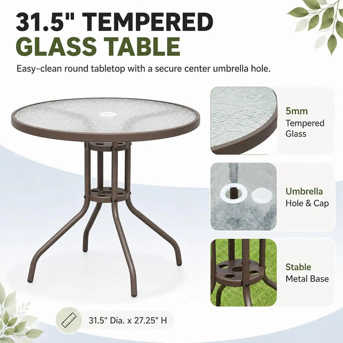 6-Piece Patio Dining Set for 4 with Umbrella (Beige)