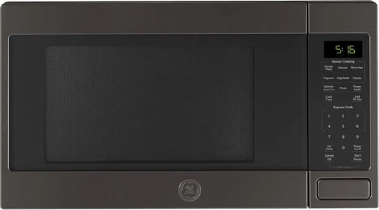 GE Countertop Microwave Oven, 1,150-watt Capacity, 1.6 Cubic Ft., 8 Auto Cooking Settings, Child-Lock Technology, Kitchen Essentials for The Countertop, Dorm Room or Apartment, Black Stainless