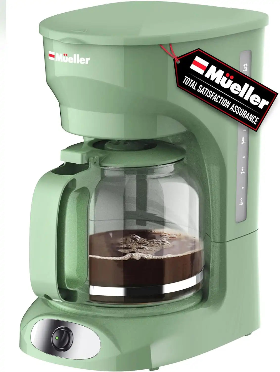 MUELLER HOME 12-Cup Drip Coffee Maker, Green, Borosilicate Carafe