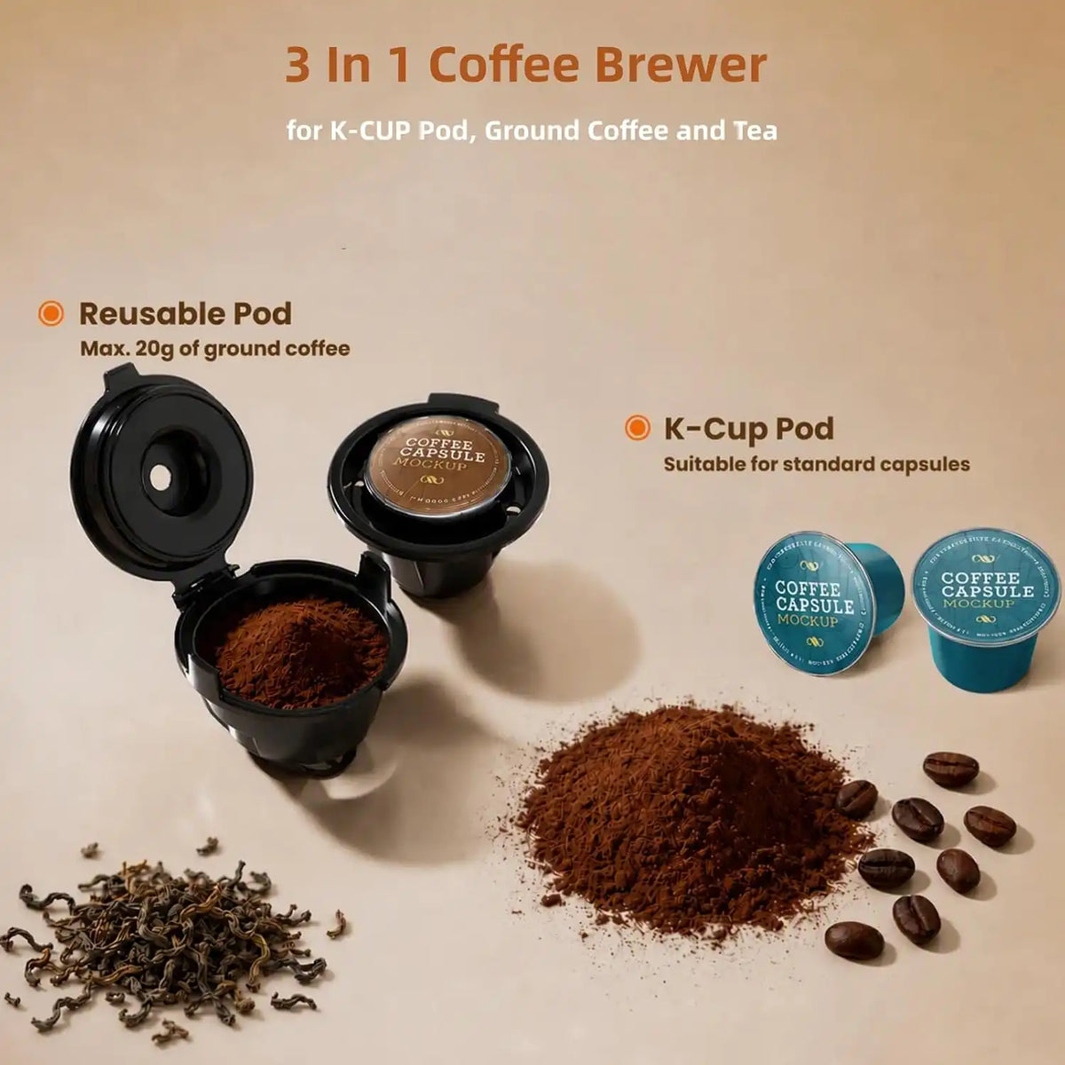 COWSAR Single Serve Coffee Maker, 2 in 1 Coffee Brewer for K-CUP Pod & Ground Coffee, 6-14 Oz Adjustable Brew Sizes, Self-cleaning Compact Coffee Machine for Home Office Travel