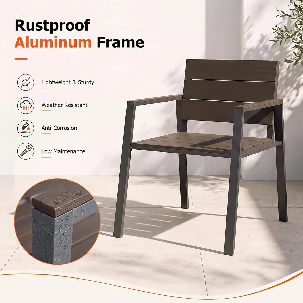 LazySunsets Outdoor Dining Set with Umbrella Hole (Charcoal, 5 Piece)