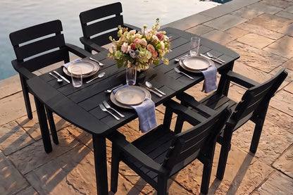 5pcs Patio Dining Set with Umbrella Hole Table & 4 Chairs, Black