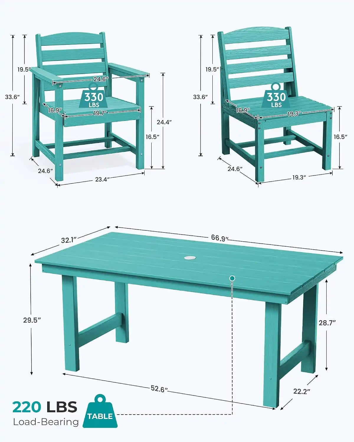 SERWALL HDPE Outdoor Dining Furniture, Outdoor Dining Set for 10, Aruba