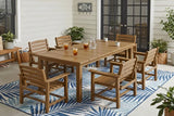Perli™ 7-Piece Outdoor Dining Set, All-Weather HDPE Patio Furniture with 6 Ergonomic Chairs & Large Table, Built-in Umbrella Hole, UV-Resistant Set for Backyard, Deck, Poolside, Brown