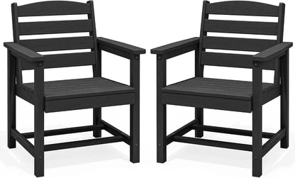 SERWALL Patio HDPE Dining Chairs Set of 2 with Arms, Black
