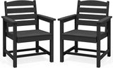 SERWALL Patio HDPE Dining Chairs Set of 2 with Arms, Black