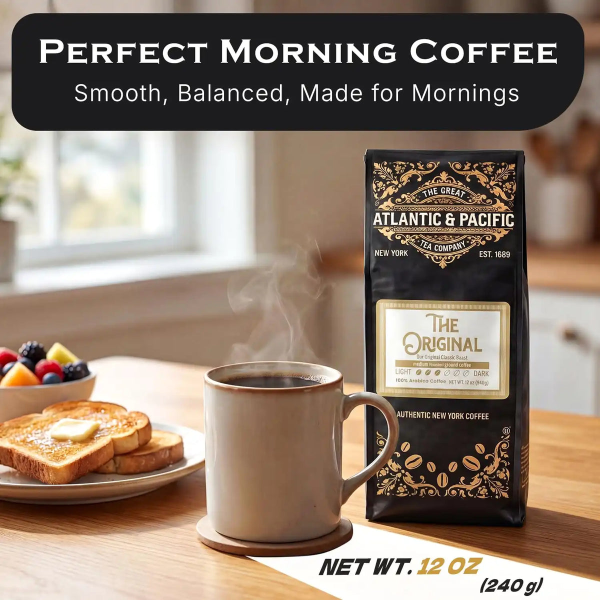 A&P The Original Medium Roast Ground Coffee, 100% Colombian Arabica, 12 oz