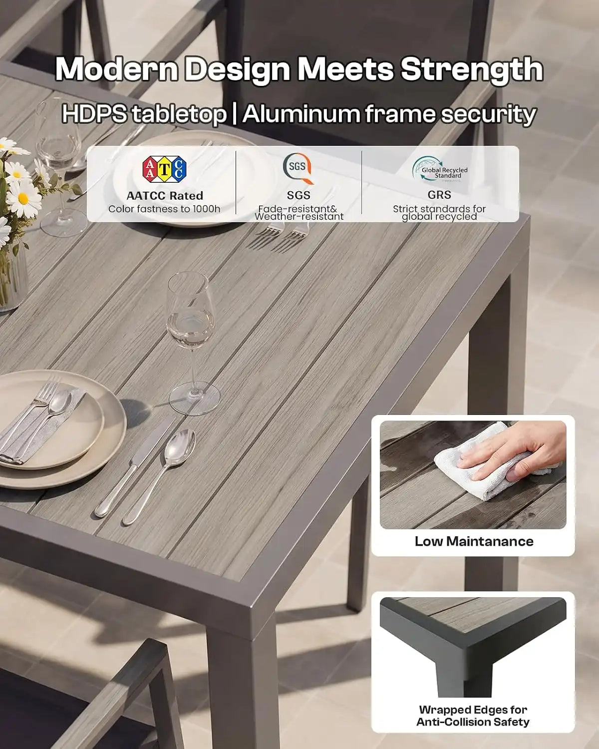 Outdoor Dining Set for 10, Aluminum Patio Table and Chairs Set, 12-Piece All Weather Patio Dining Furniture Set with Umbrella Hole for Backyard, Deck, Poolside (Gray)