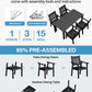 YEFU 5-Piece Patio Table Set, All-Weather HIPS, Metal Aluminum Frame, Black
