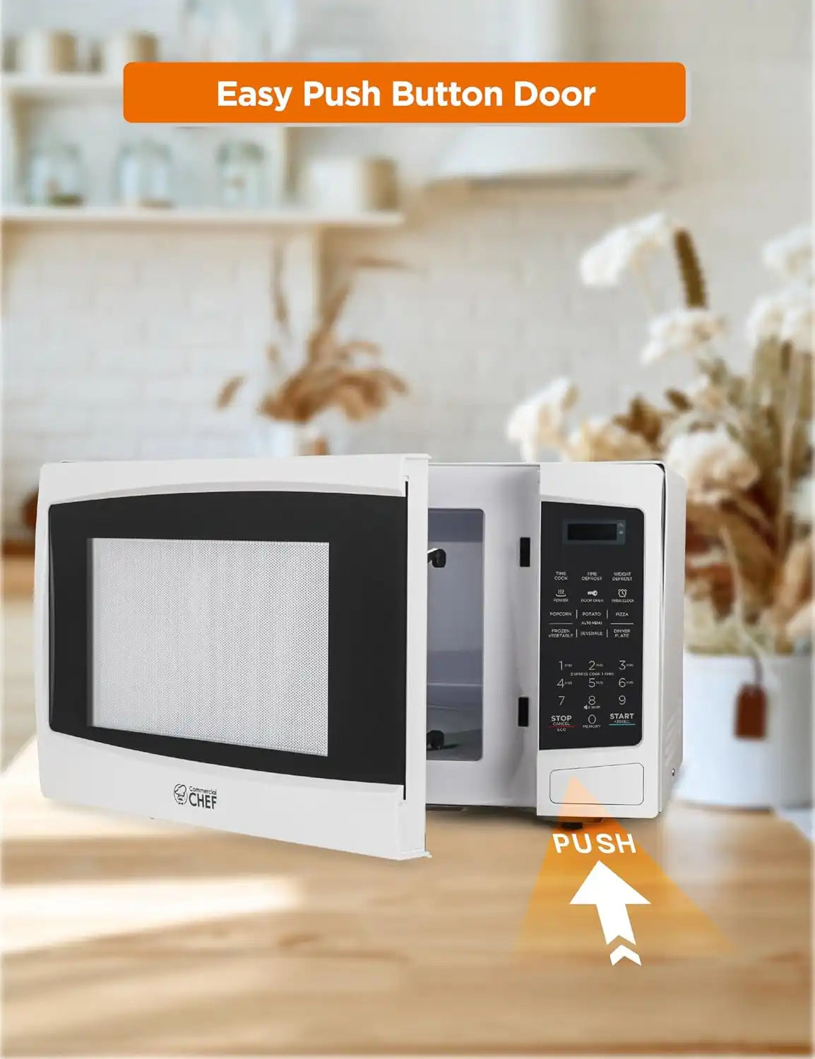 Commercial Chef 1.1 Cu. Ft. Countertop Microwave Oven, CHM11MW, White