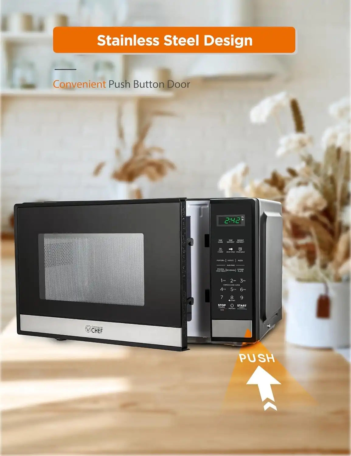 Commercial Chef 0.9 Cu. Ft. Countertop Microwave Oven, CHM9MS