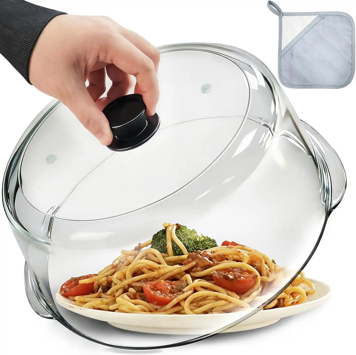 Glass Microwave Splatter Cover for Food, 11in Food Grade Splatter Guard Lid