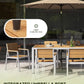 Vexwalx 12 Pcs Outdoor Dining Set, 67" HDPS Dining Set for 10, White-Teak