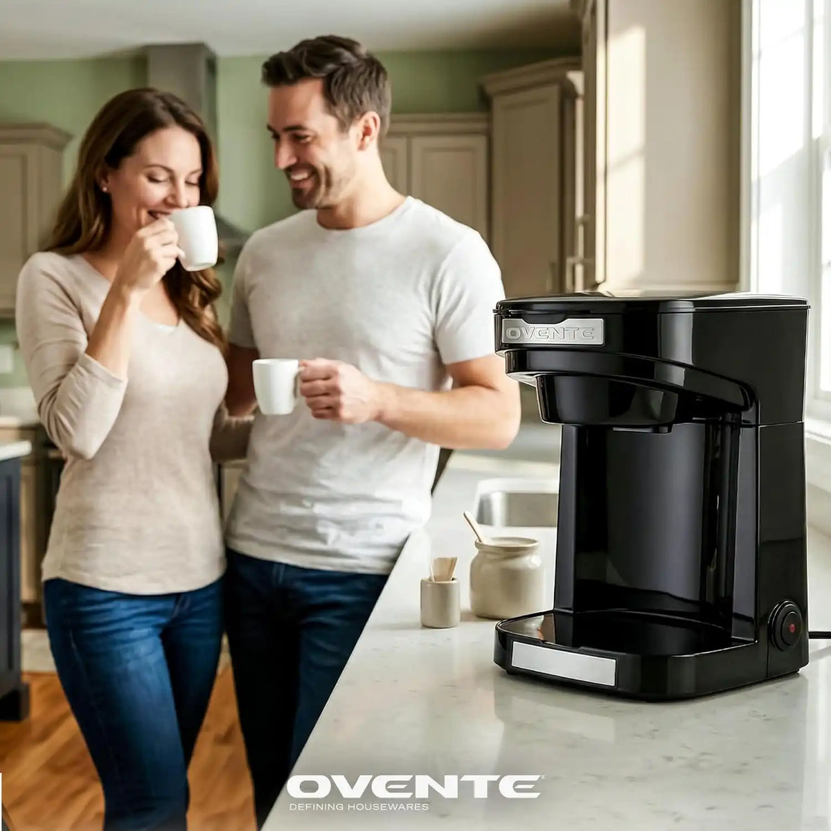 OVENTE Dual Drip Coffee Maker with Easy On/Off Switch, Black CMDD2MB