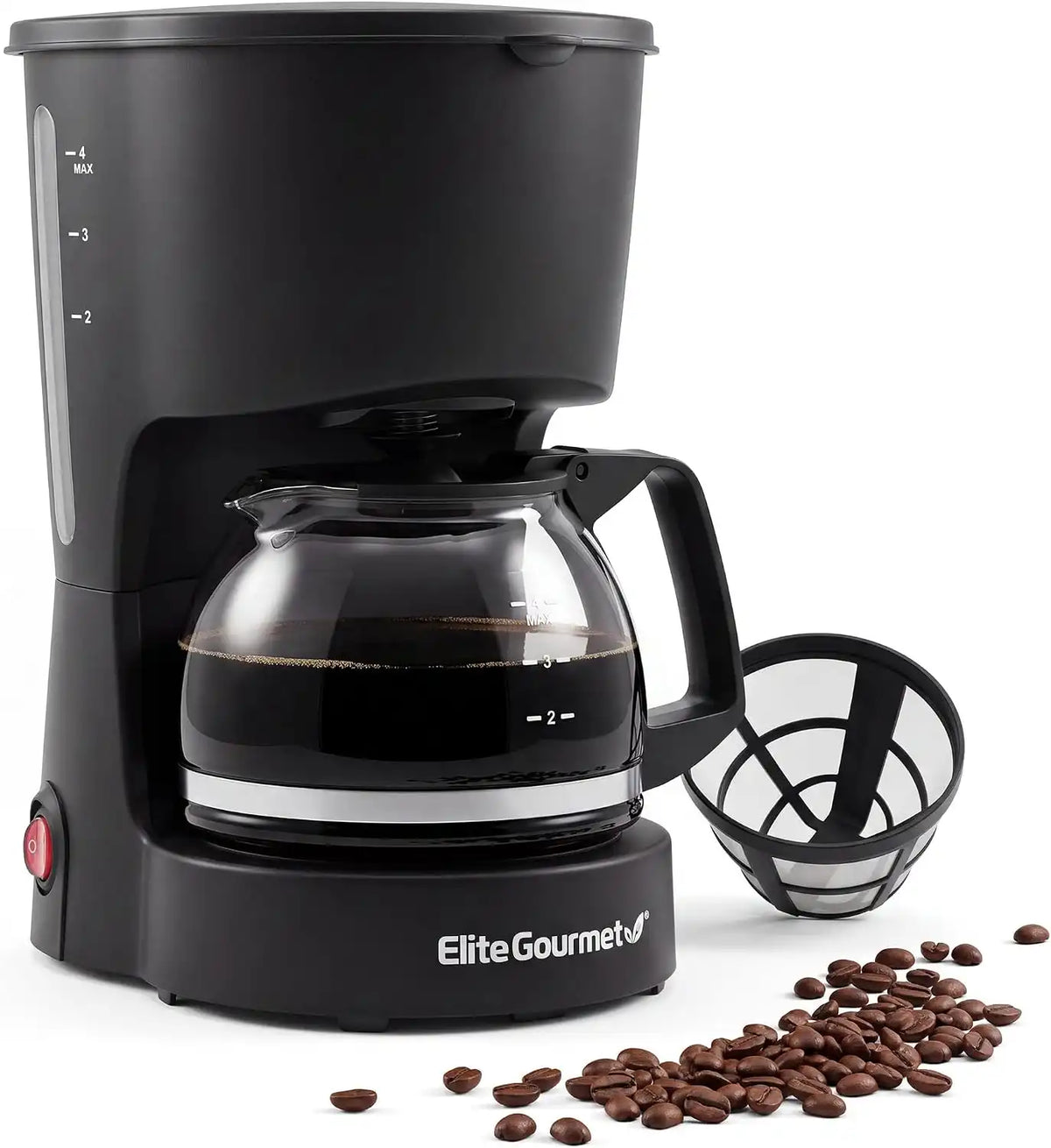 Elite Gourmet EHC4128 Automatic 4-Cup Drip Coffee Maker, Black