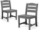 SERWALL Patio HDPE Armless Dining Chairs Set of 2, Grey