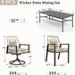 SUNSHINE VALLEY 9pc Patio Dining Set, 83" Metal Table & 8 Rattan Chairs
