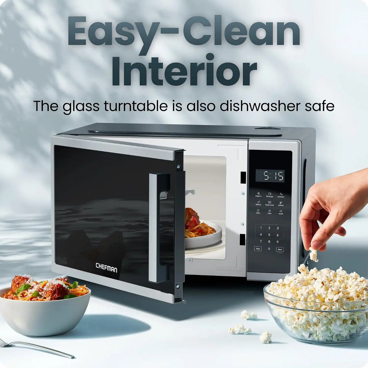 Chefman Countertop Microwave, 0.9 Cu Ft, 900W, Stainless Steel