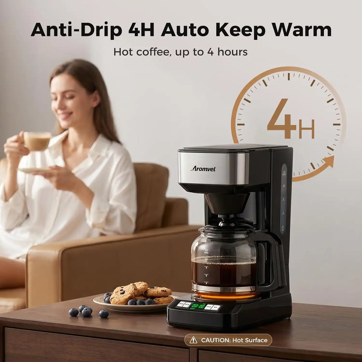 12 Cup Coffee Maker,Large 1.8L Water Tank Drip Coffee Machine