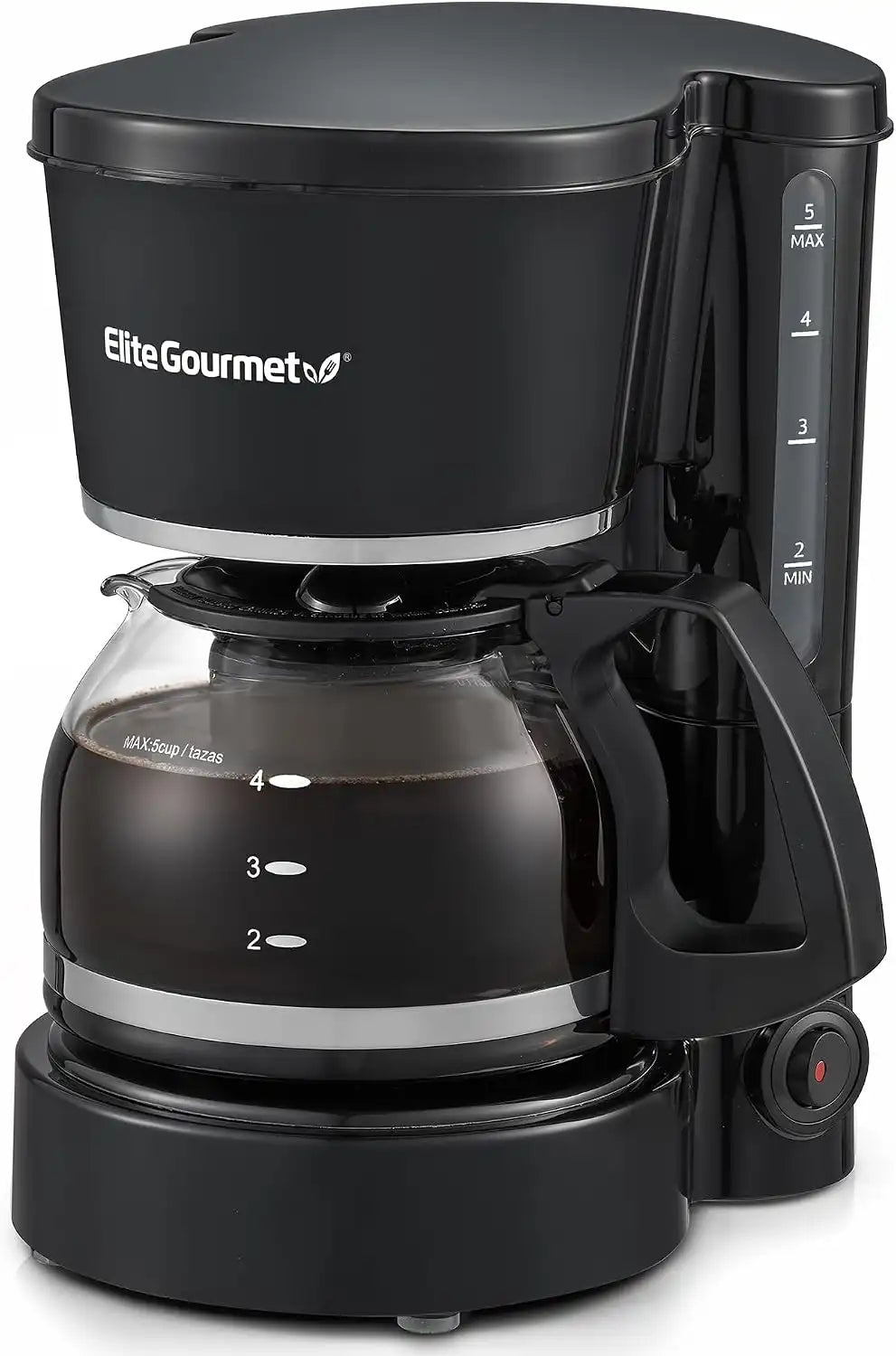Elite Gourmet EHC-5055# Automatic Brew & Drip Coffee Maker with Pause N Serve Reusable Filter, On/Off Switch, Water Level Indicator, Black