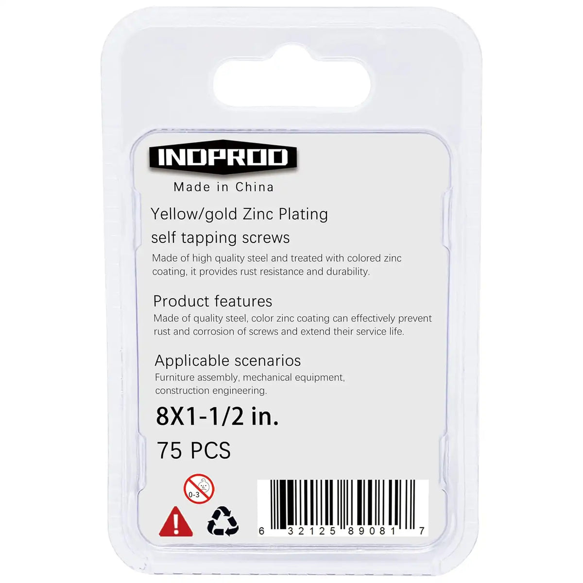 Wood Screws 8 × 1-1/2 inch, Phillips Flat Head Zinc Plated Wood Screw, Self Tapping Screws for Wood Metal Plastic, Zinc Plated Carbon Steel，#8 × 1-1/2" Exterior Self Tapping Wood Screws 75pcs