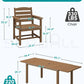 SERWALL HDPE and Aluminum Outdoor Dining Set for 8, Brown
