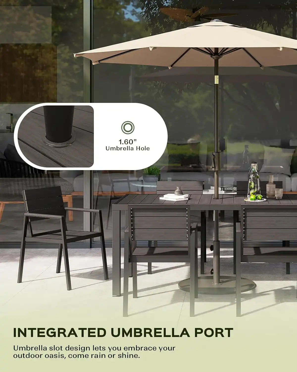 Vexwalx Outdoor Dining Set, HDPS + Aluminum Patio Dining Chairs with Ergonomic Design and Wide Seat, 2 Piece Outdoor Chairs for Garden, Backyard, Deck (2-Piece, Charcoal)