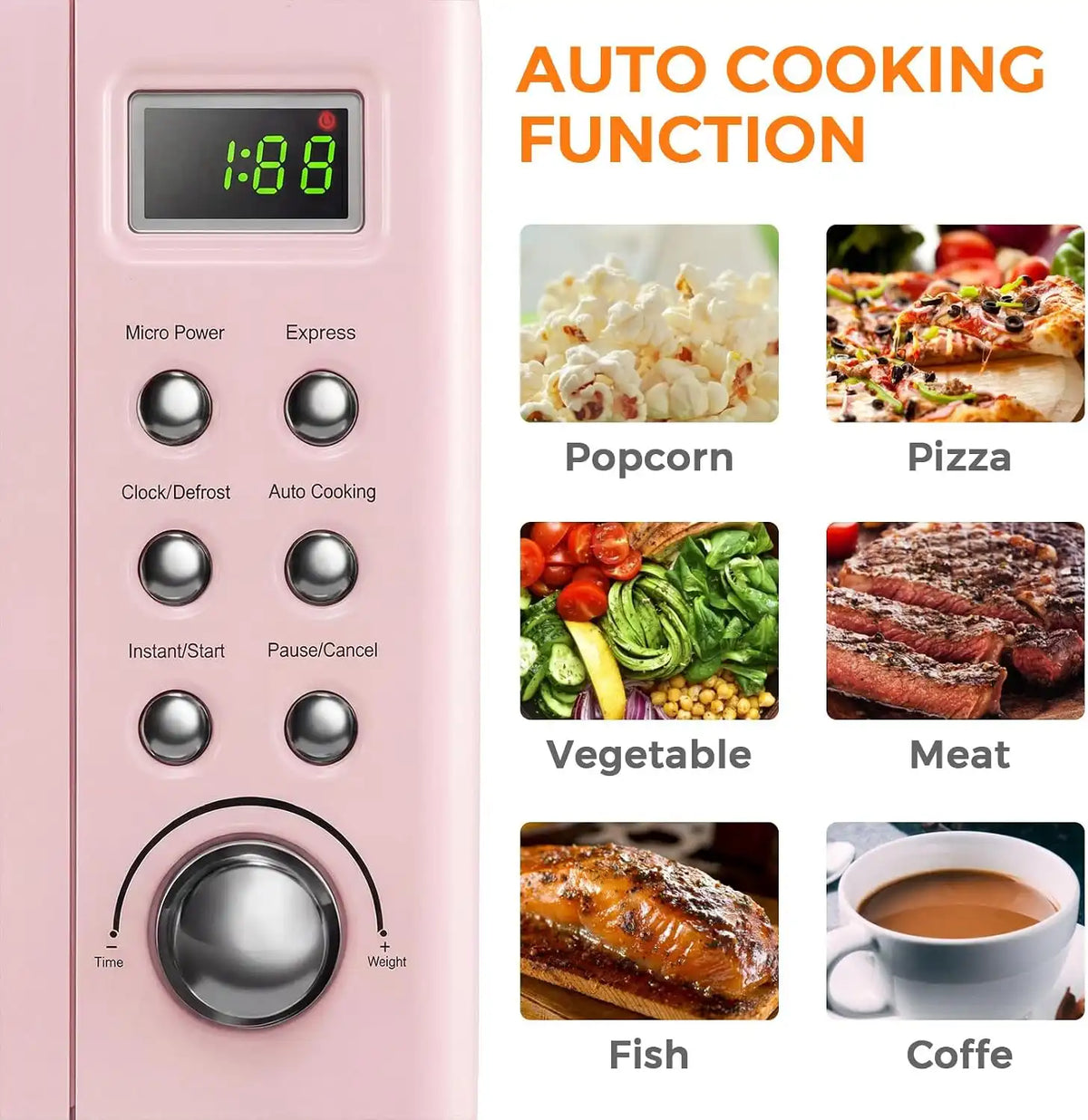 LDAILY 0.7Cu.ft Retro Small Microwave Oven, 700W Compact Countertop Microwave with 5 Power Levels, Auto Cooking Menus, Glass Turntable, Child Lock & Glass Turntable for Apartment, Dorm (Pink)