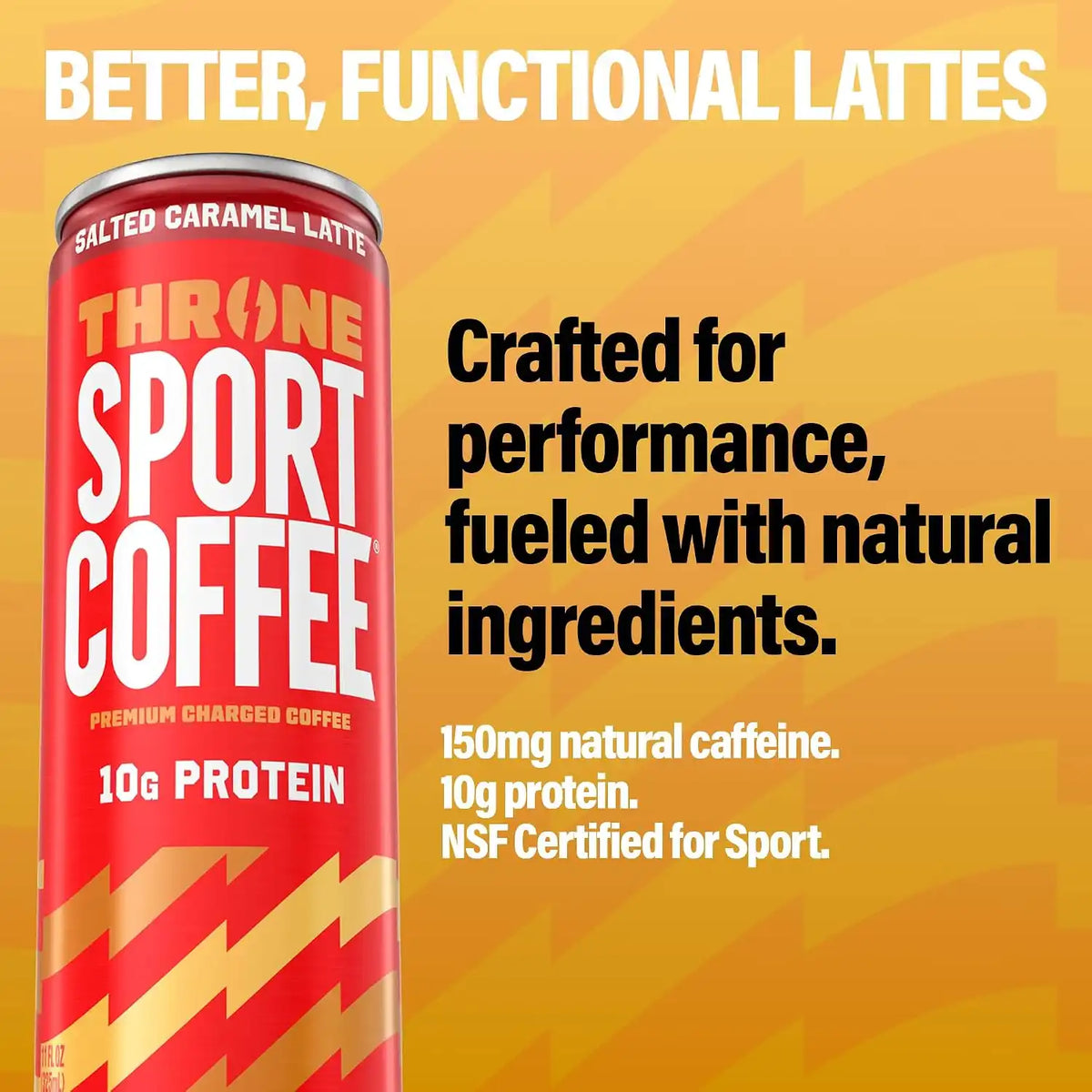 Throne Sport Coffee Salted Caramel Latte, 10g Protein, 150mg Caffeine, 12Pk