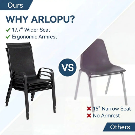 Arlopu 5 Pieces Outdoor Patio Dining Set, Glass Table and Textilene Chair