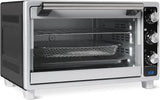 Amazon Basics 6-Slice 23-QT Toaster Oven with Built-In Air Fryer, 7-In-1 Cooking Options, 60-Min Timer & Adjustable Temperature (200°F - 450°F), With Accessories, 1500W, Stainless Steel, Silver/Gray