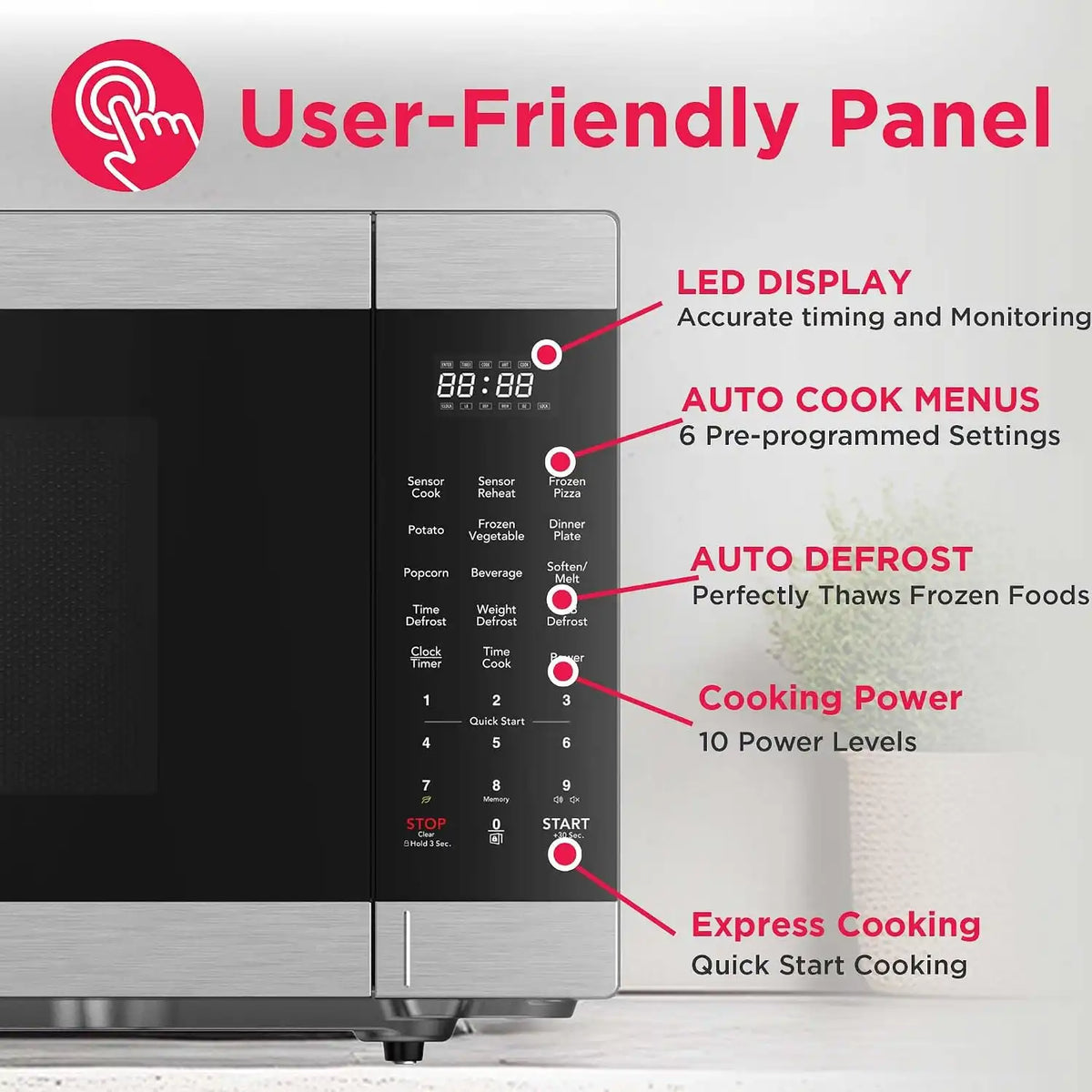 FRIGIDAIRE 2.1 Cu. Ft. Stainless Steel Microwave Oven, Multi Function, Programmable