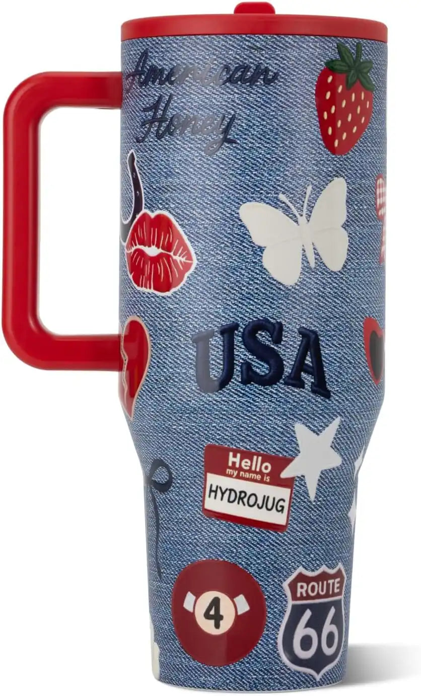 HydroJug Traveler 40oz, Insulated Water Bottle with Handle, American Honey