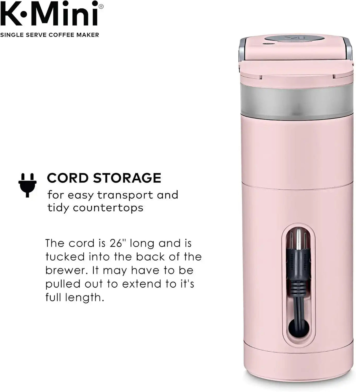 Keurig K-Mini Single Serve K-Cup Pod Coffee Maker, 6 to 12oz Brew size, with Cord Storage, Perfect for Small Spaces, Dusty Rose