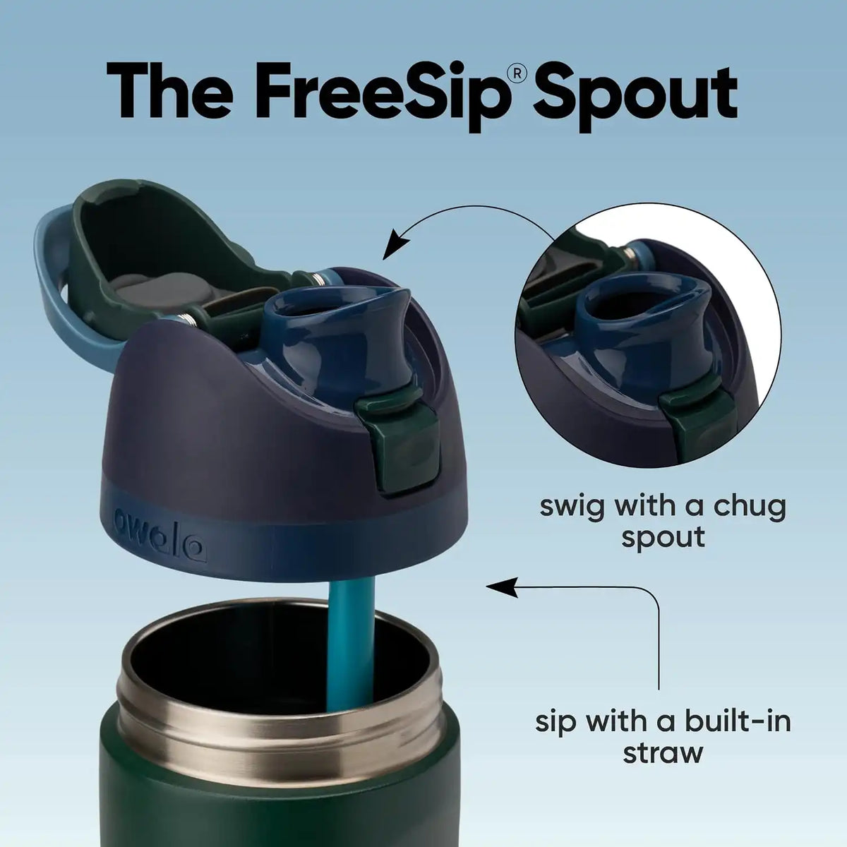 Owala FreeSip Stainless Steel Water Bottle 24 oz Lost Signal