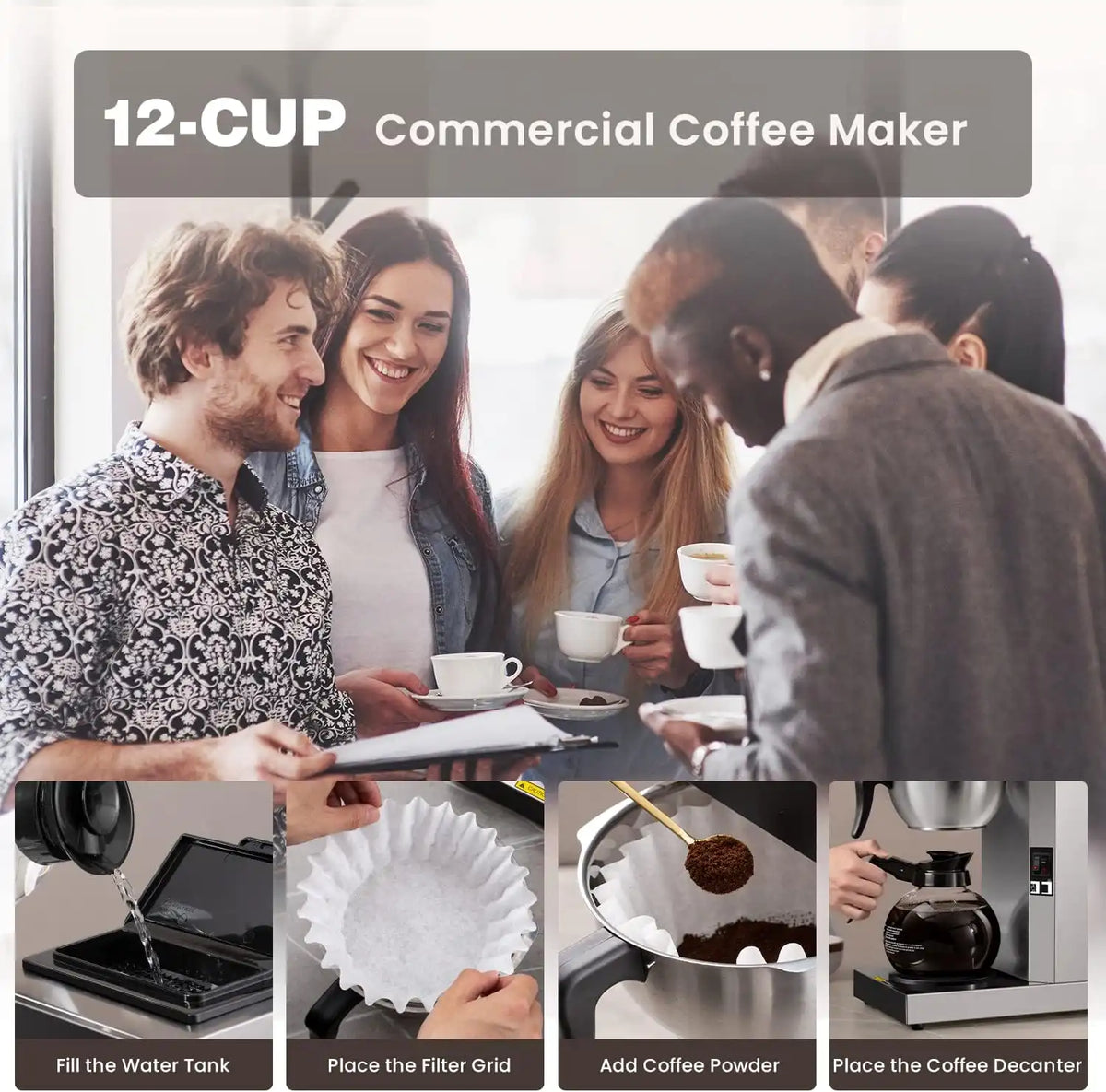 SYBO 12-Cup Commercial Pour Over Coffee Maker SF-CB-2GA
