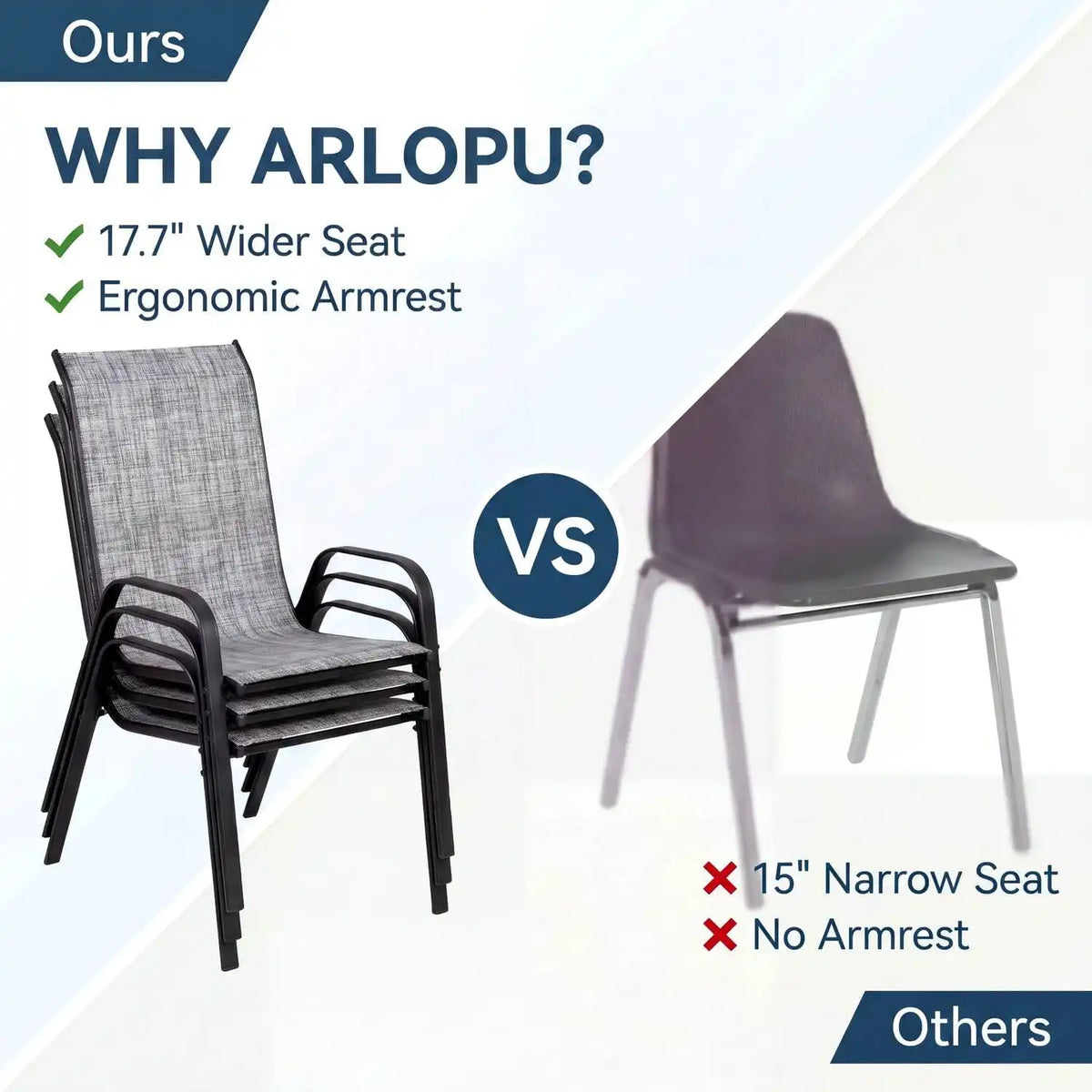 Arlopu 5 Pieces Outdoor Patio Dining Set, Glass Table and Textilene Chair